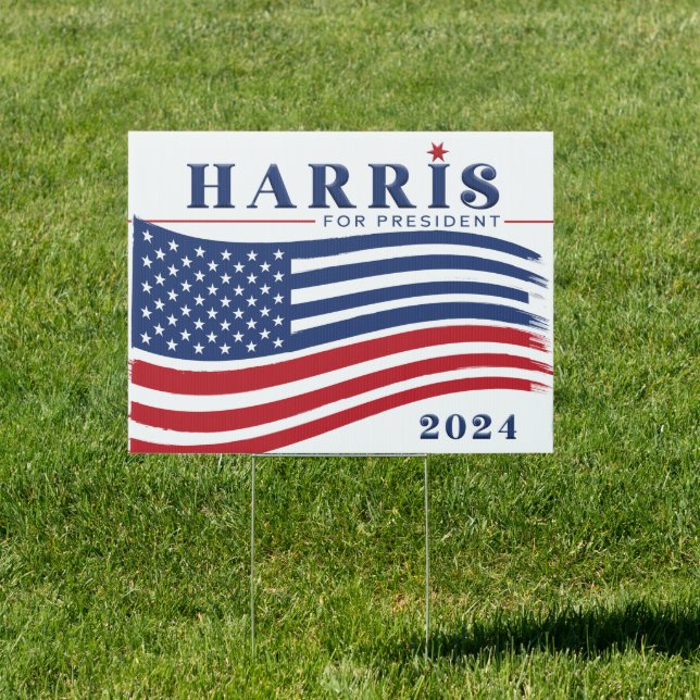 Stars and Stripes Harris for President 2024 Sign (Insitu)