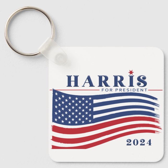 Stars and Stripes Harris for President 2024 Sign  Keychain (Front)