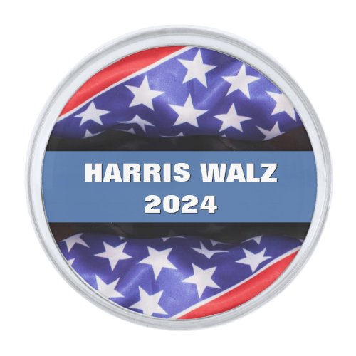 Stars and Stripes HARRIS WALZ 2024 Silver Finish Lapel Pin