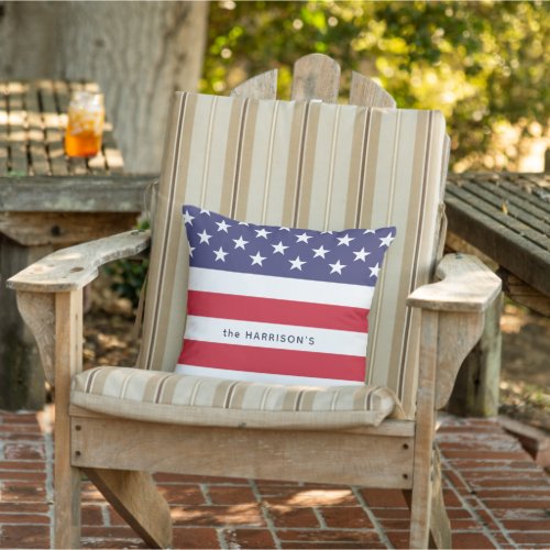 Stars and Stripes Independence Day 4th Of July Outdoor Pillow