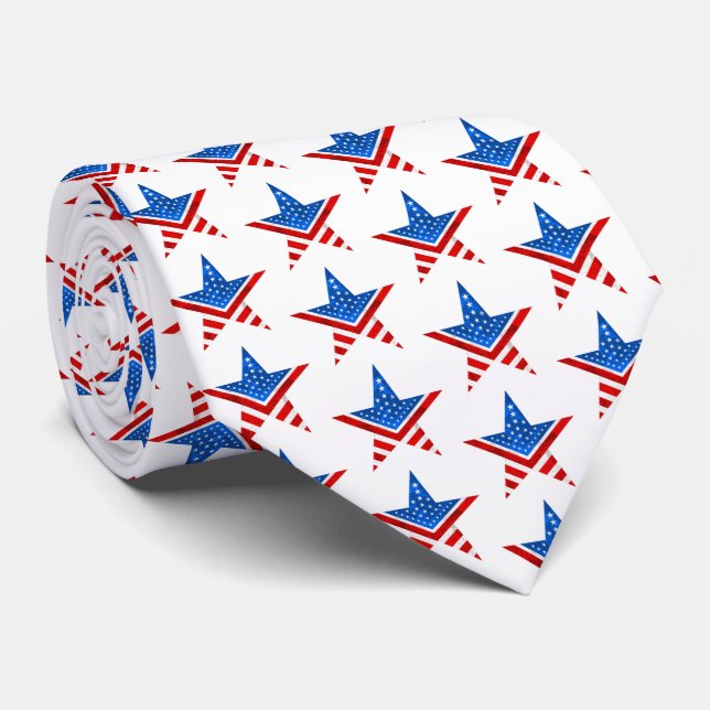 Stars and Stripes inside five-point star Neck Tie (Rolled)