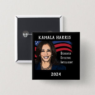Stars and Stripes Kamala Harris for President 2024 Button