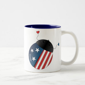 Stars and Stripes Ladybug Two-Tone Coffee Mug