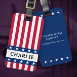Stars and stripes luggage tag<br><div class="desc">Luggage tag featuring red and white stripes and your custom name in between blue star borders.</div>