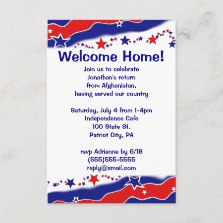 Stars And Stripes Military Welcome Home Invitation