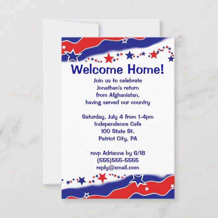 Stars And Stripes Military Welcome Home Invitation Zazzle - Welcome Home Decorating Ideas Military