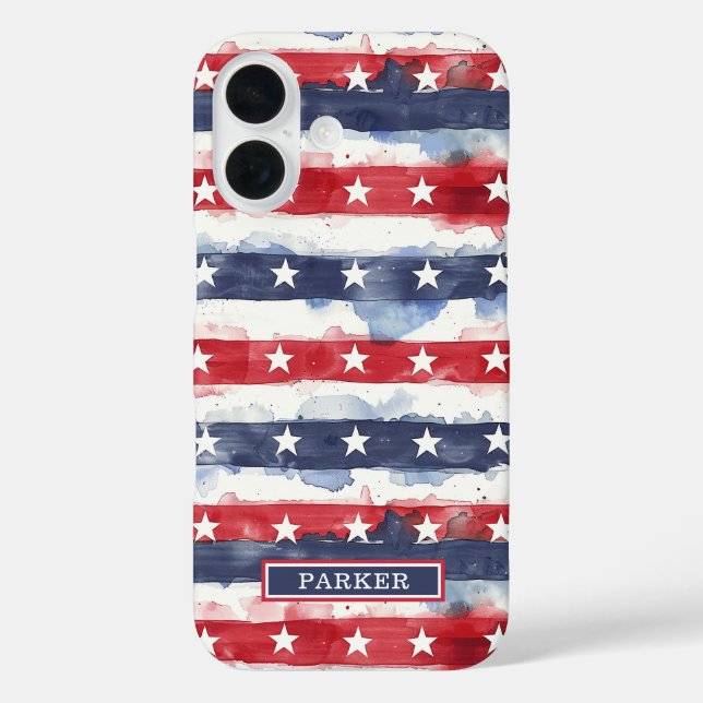 Stars and Stripes Monogrammed Case-Mate iPhone Case (Back)