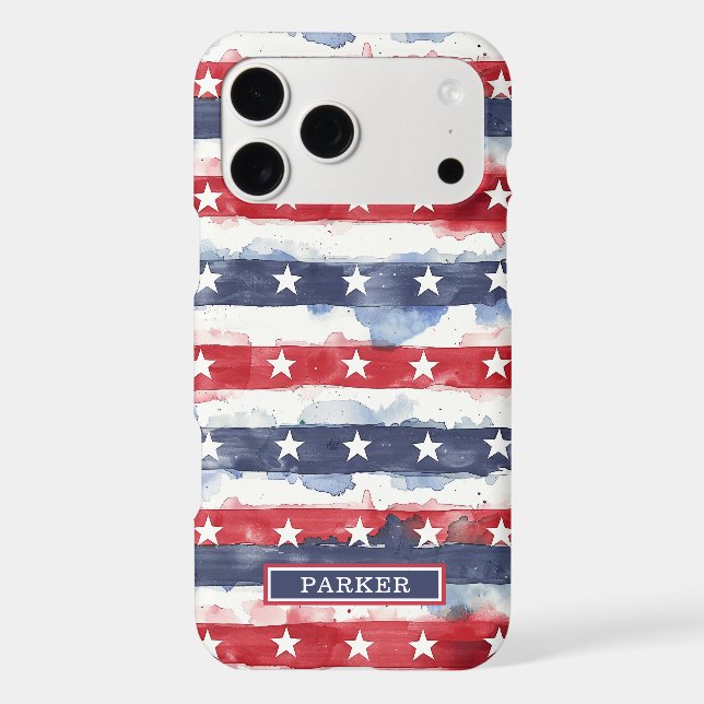 Stars and Stripes Monogrammed Case-Mate iPhone Case (Back)