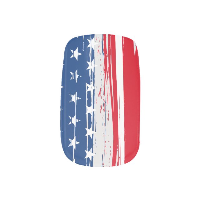 Stars and stripes Nail art Blue Red White patriot (Left Thumb)