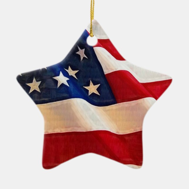 Stars and Stripes Old Glory American Flag Ceramic Ornament (Front)