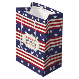 Stars and Stripes Patriotic American Flag Custom Medium Gift Bag