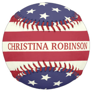 Stars and Stripes Patriotic American Flag Name Softball