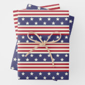 Stars and Stripes Patriotic American Flag USA Wrapping Paper Sheets (In situ)