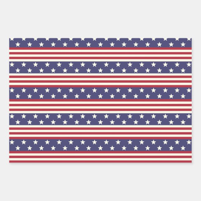 Stars and Stripes Patriotic American Flag USA Wrapping Paper Sheets (Front)