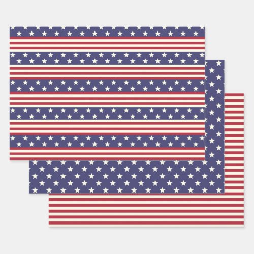 Stars and Stripes Patriotic American Flag USA Wrapping Paper Sheets