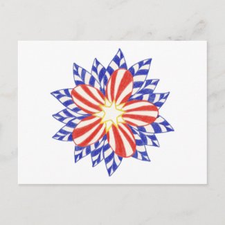Stars and Stripes Patriotic Flower Postcards