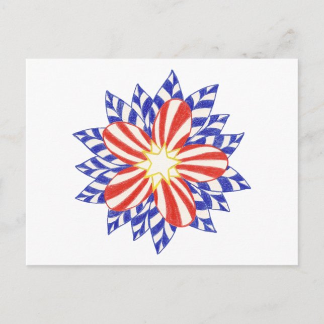 Stars and Stripes Patriotic Flower Postcards (Front)