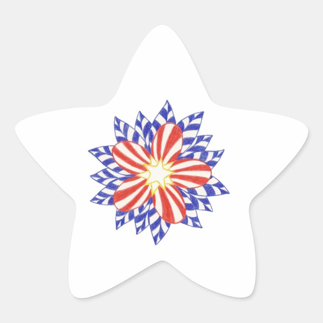Stars and Stripes Patriotic Flower Stickers (Front)