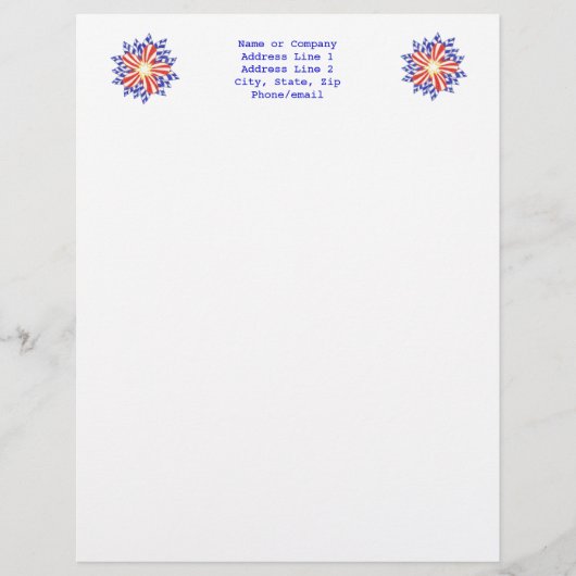 Stars and Stripes Patriotic Flowers Letterhead (Front)