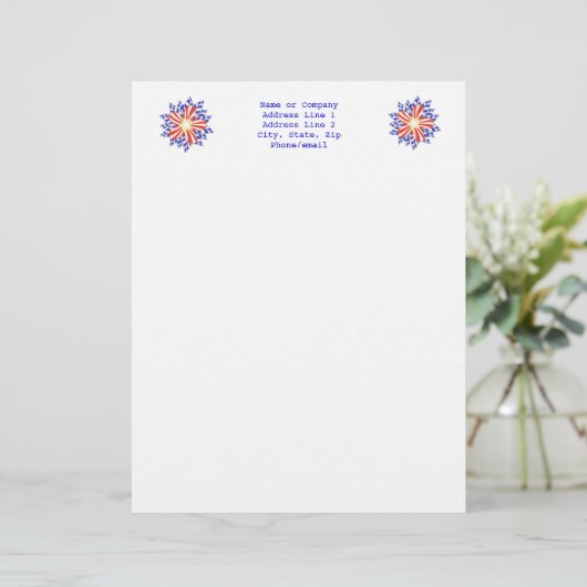 Stars and Stripes Patriotic Flowers Letterhead (Standing Front)