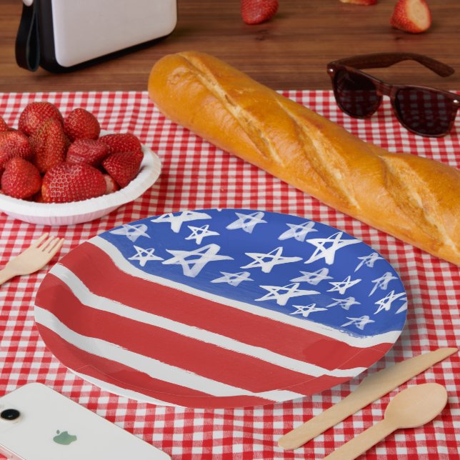Stars and Stripes, Patriotic, July 4th Paper Plates (Picnic)