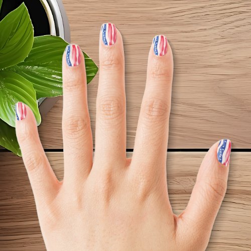 Stars and Stripes Patriotic Minx Nail Art