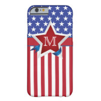 Stars and Stripes Patriotic Monogram Barely There iPhone 6 Case