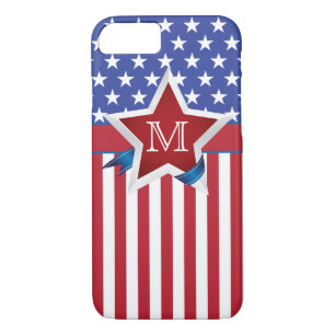 Stars and Stripes Patriotic Monogram iPhone 8/7 Case