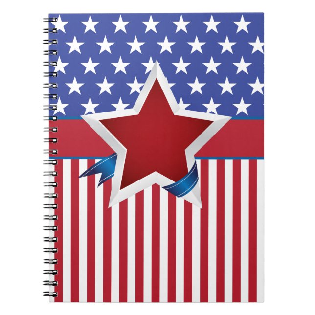 Stars and Stripes Patriotic Pattern Notebook (Front)