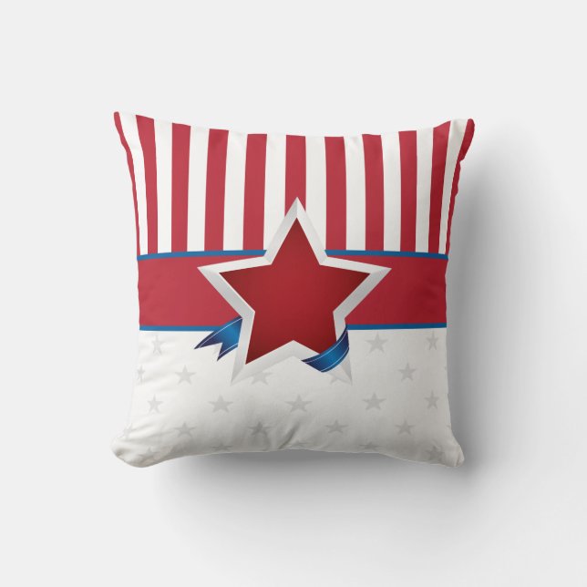 Stars and Stripes Patriotic Pattern Throw Pillow (Front)