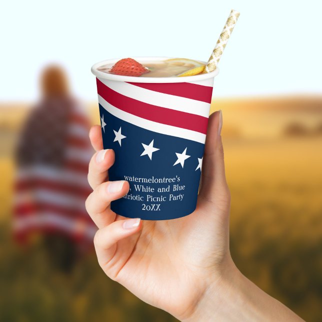 Stars and Stripes Patriotic Picnic Party 8oz Paper Cups (Stars and Stripes Paper Cup perfect for your patriotic picnic party and 4th celebrations. )