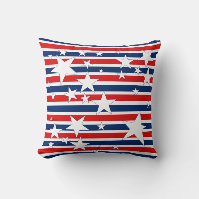 Stars and Stripes Patriotic Pillow (Front)