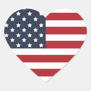 Stars and Stripes Patriotic Red White and Blue Heart Sticker
