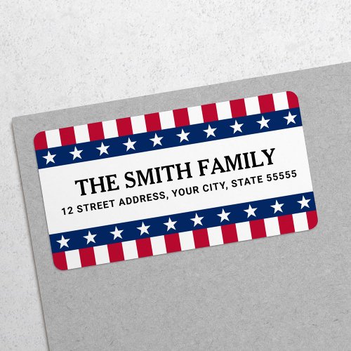 Stars and stripes patriotic return address label