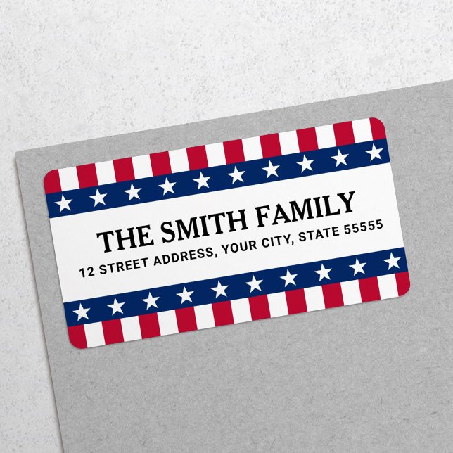 Stars and stripes patriotic return address label (Creator Uploaded)