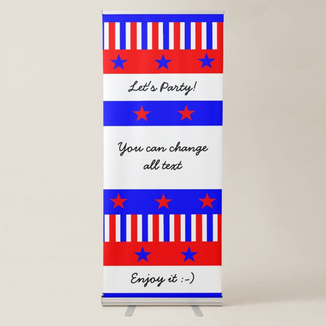 Stars and Stripes Pattern American Elegant Bright Retractable Banner (Front)