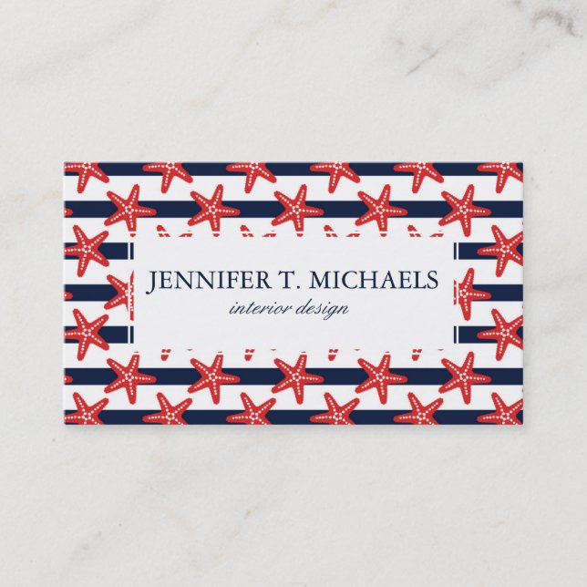 Stars And Stripes Pattern Business Card (Front)