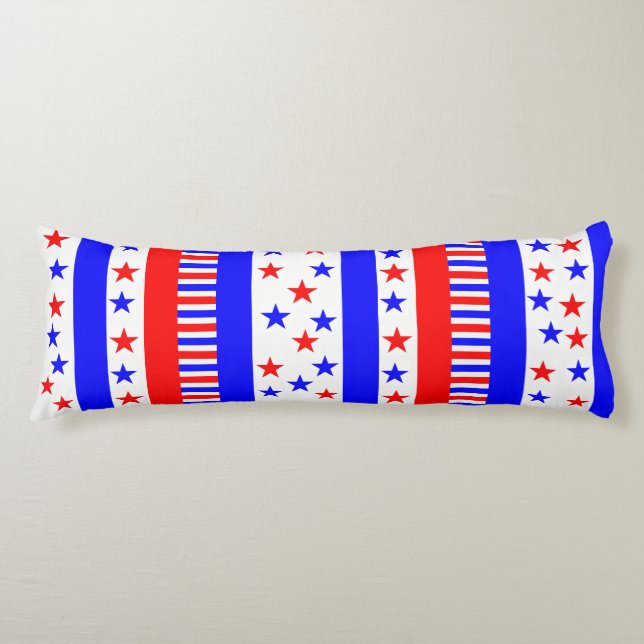 Stars and Stripes Pattern USA Flag Colors Body Pillow (Front)