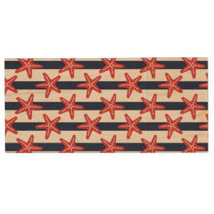 Stars And Stripes Pattern Wood Flash Drive