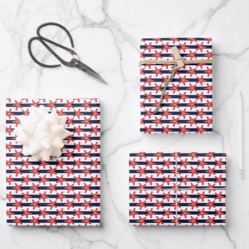 Stars And Stripes Pattern Wrapping Paper Sheets