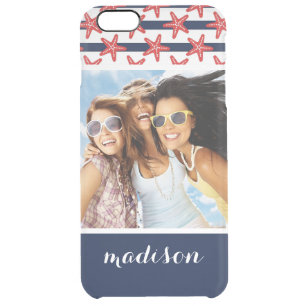 Stars And Stripes Pattern Your Photo & Name Clear iPhone 6 Plus Case