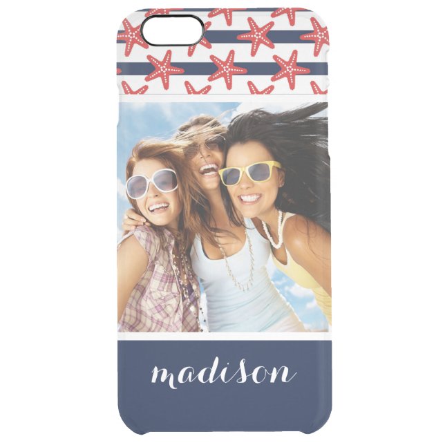 Stars And Stripes Pattern | Your Photo & Name Uncommon iPhone Case (Back)