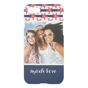 Stars And Stripes Pattern Your Photo & Name iPhone SE/8/7 Case
