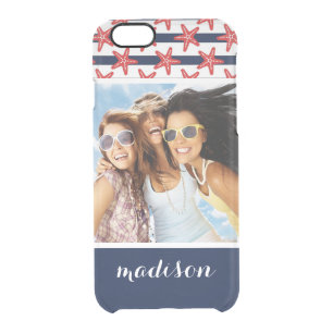 Stars And Stripes Pattern   Your Photo & Name Clear iPhone 6/6S Case