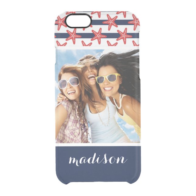 Stars And Stripes Pattern | Your Photo & Name Uncommon iPhone Case (Back)