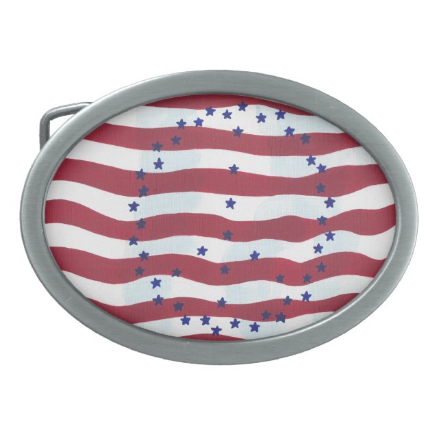 Stars and Stripes Peace Sign Flag Belt Buckles (Front)