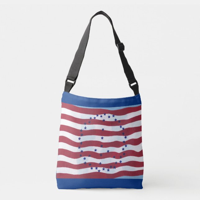 Stars and Stripes Peace Sign Flag Canvas Bags (Front)