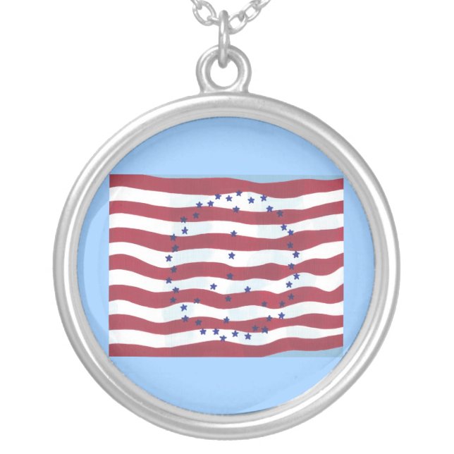 Stars and Stripes Peace Sign Flag Necklaces (Front)