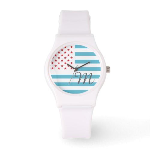 Stars and Stripes personalized monogram Watch