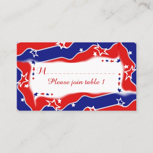 Stars and Stripes Personalized TABLE SEATING Place Card
